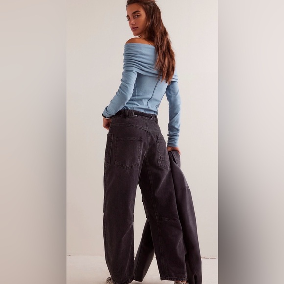 NWT we the free Moxie low slung pull on barrel Jeans size 28, onyx/nite hawk - Picture 4 of 16